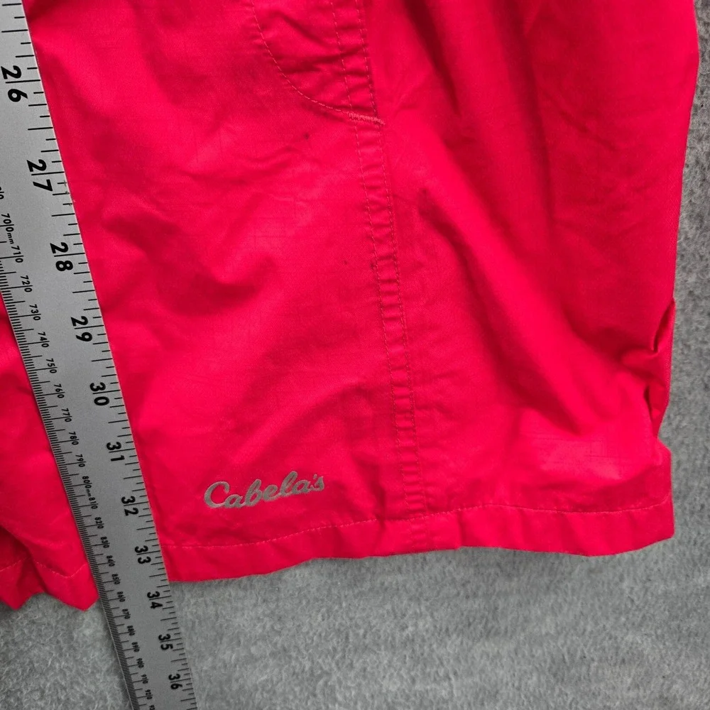 Cabelas Men Jacket Large Red Hooded Rain Coat Pockets Full Zip‎